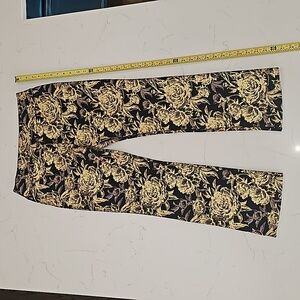 Soft Surroundings Holiday Dress Pants Black with gold flower pattern Size S